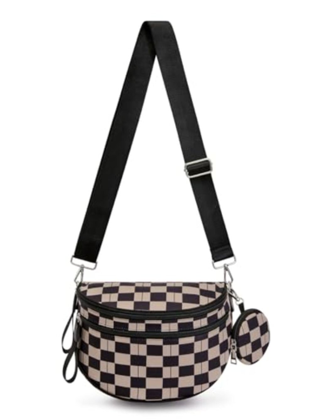 Checkered Crossbody Bum Bag for Women, Spacious Lightweight Fanny Pack with